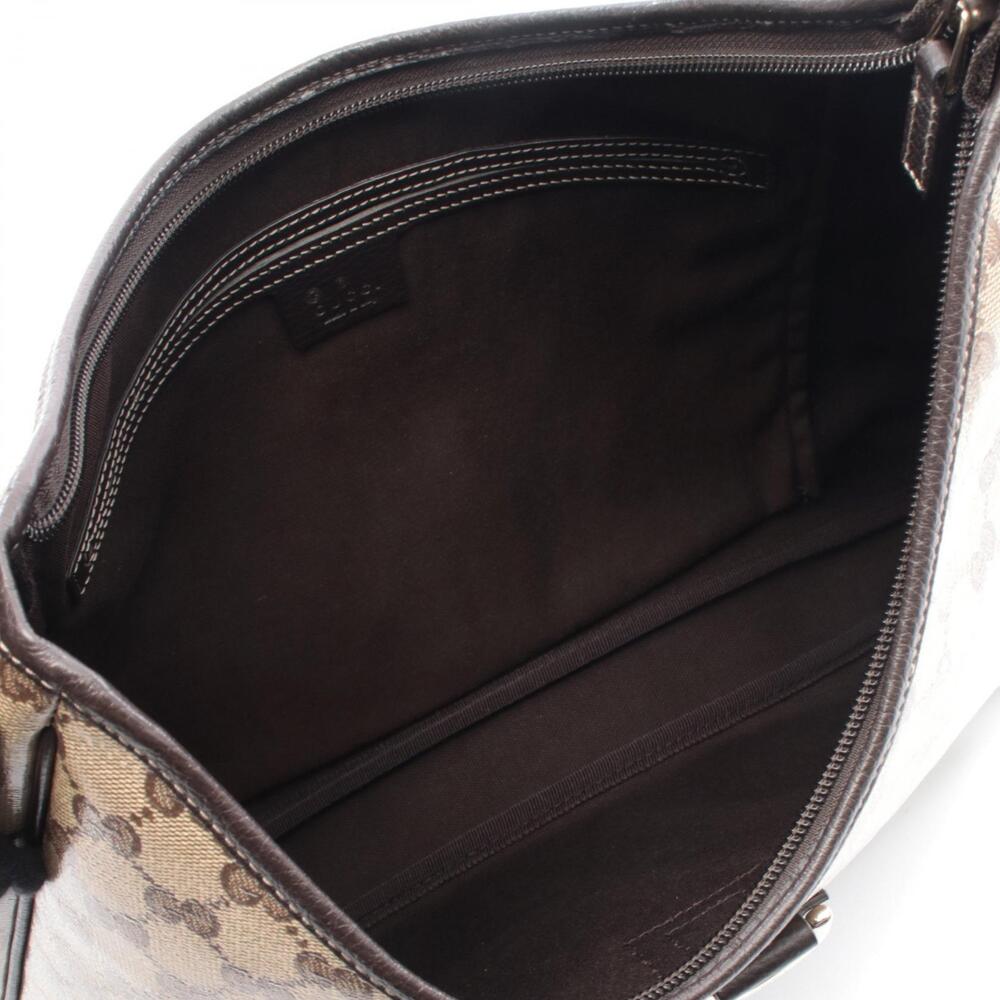 Gucci Brown GG Canvas Beige Abbey Shoulder Crystal Bag Leather